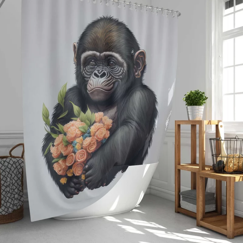 Chimpanzee With Flowers Shower Curtain