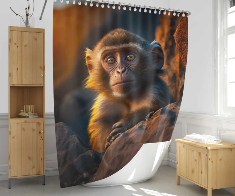 Chimpanzee at Sunset Shower Curtain 1