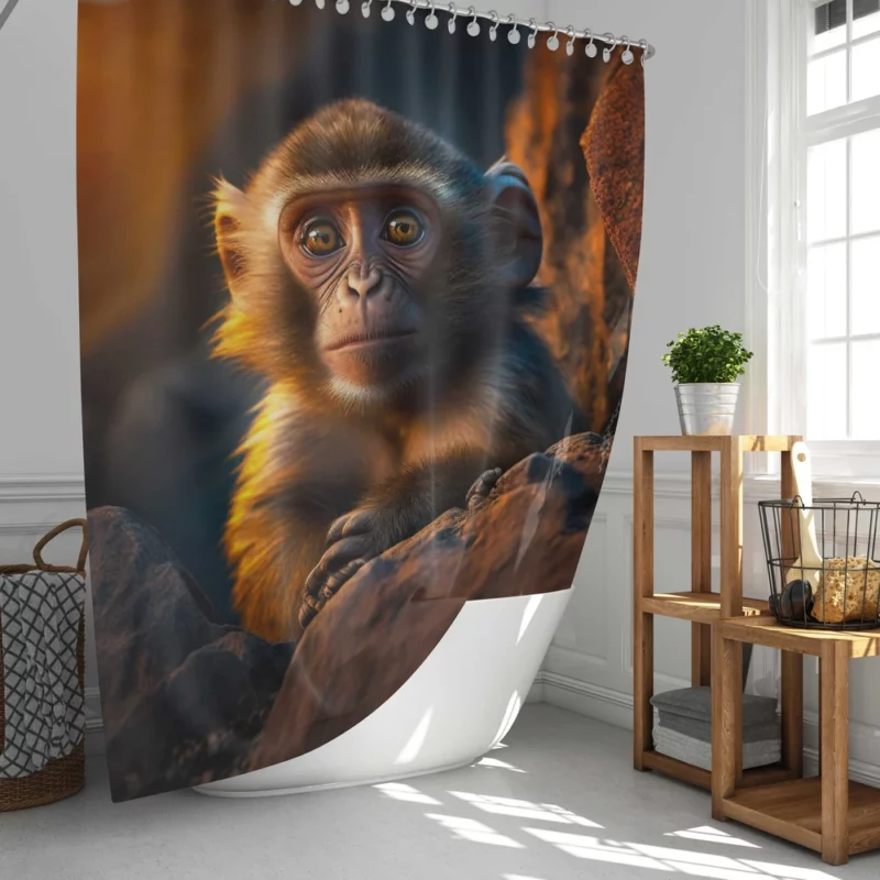 Chimpanzee at Sunset Shower Curtain