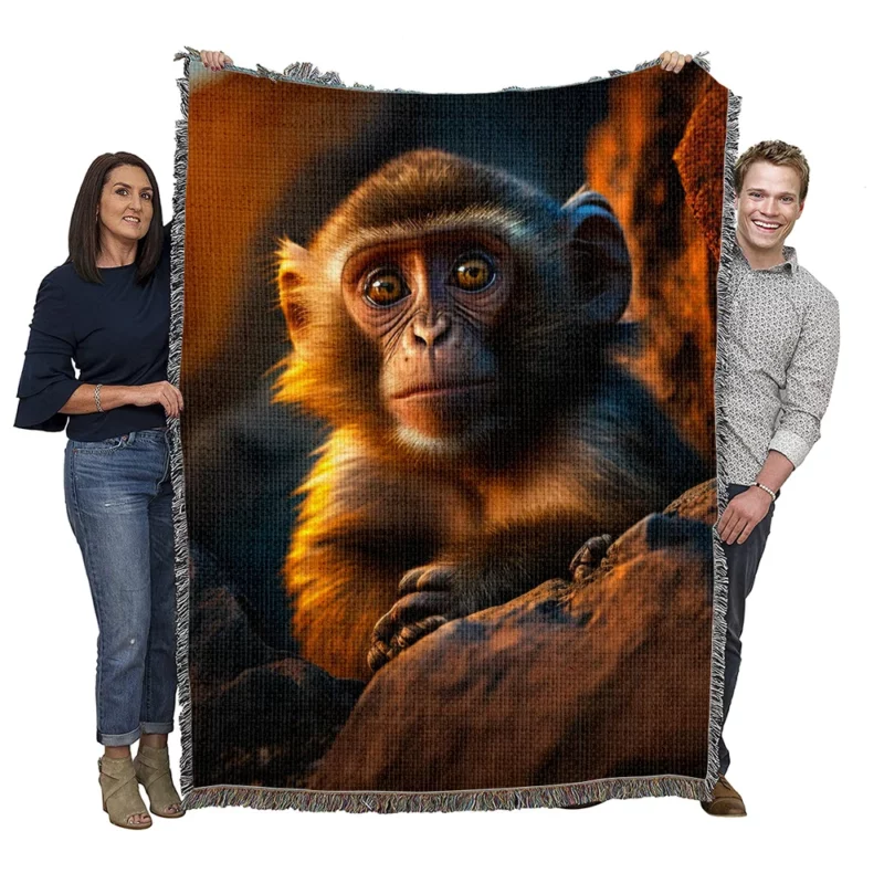 Chimpanzee at Sunset Woven Blanket