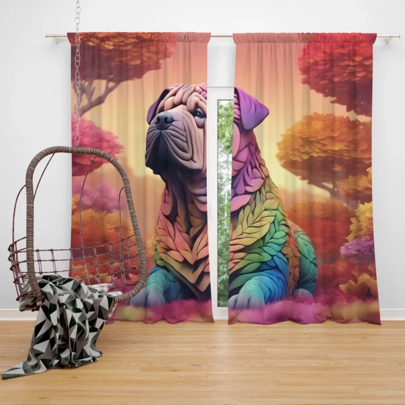 Chinese Shar-Pei Charm Teen Furry Friend Curtain