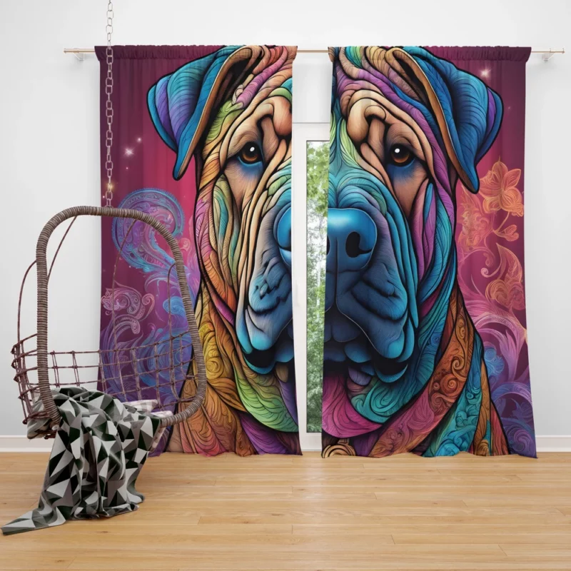 Chinese Shar-Pei Chic Teen Loyal Companion Curtain