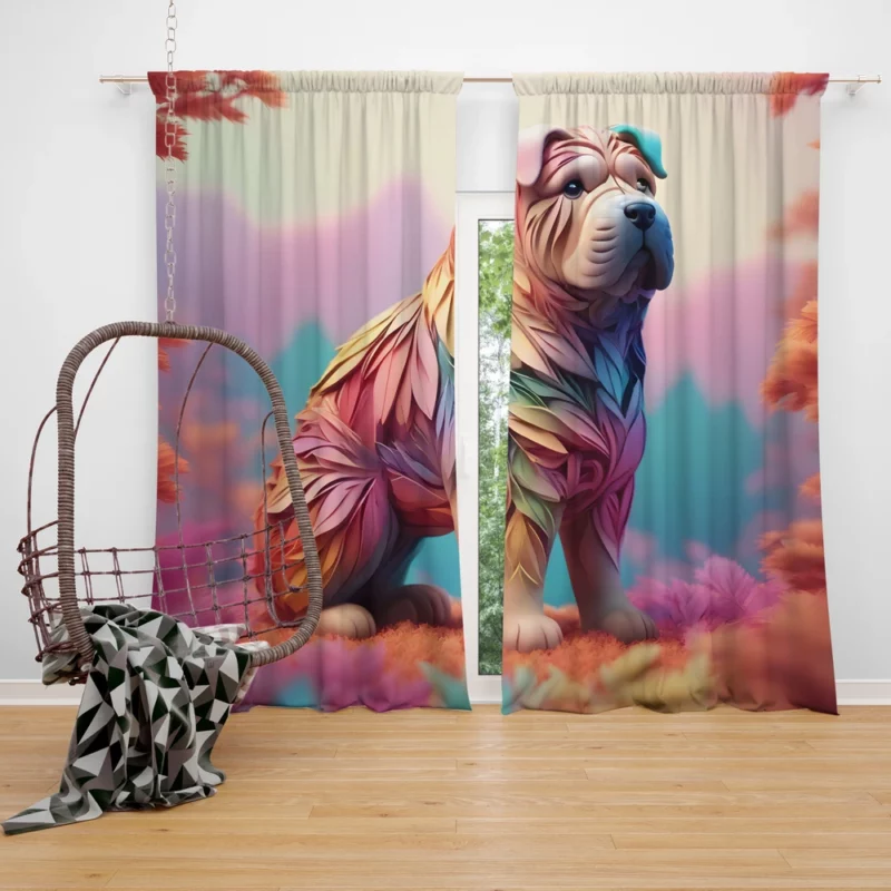 Chinese Shar-Pei Elegance Teen Loyal Companion Curtain