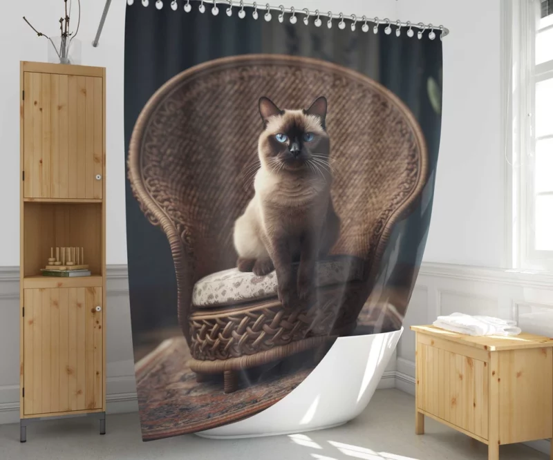 Chubby Siamese Cat Lounging Shower Curtain 1