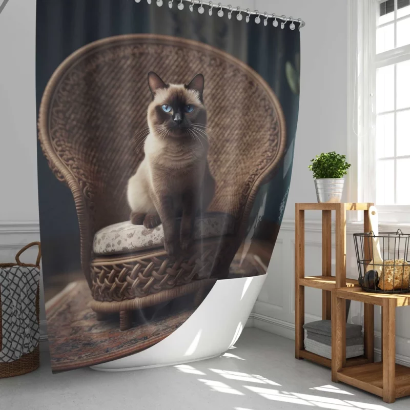 Chubby Siamese Cat Lounging Shower Curtain