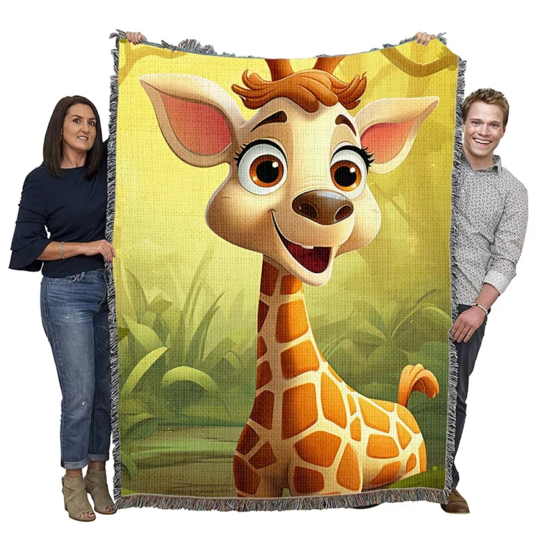 Close-Up Giraffe Portrait Woven Blanket