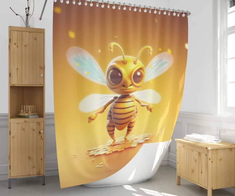 Close Up of Cartoon Bee Shower Curtain 1