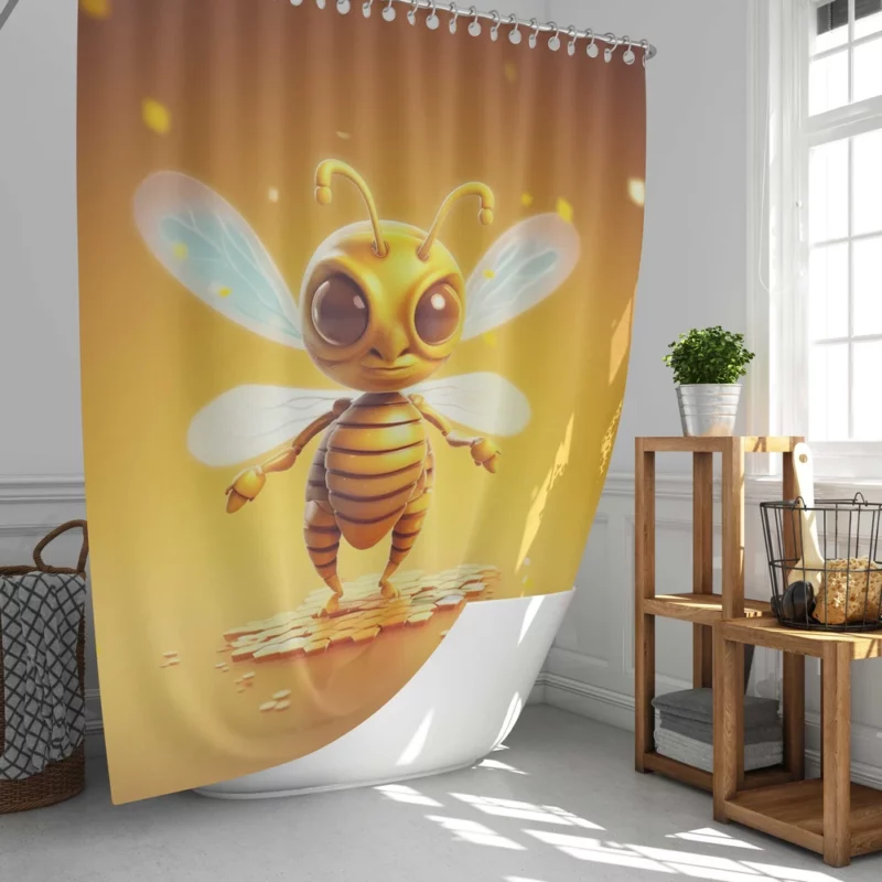 Close Up of Cartoon Bee Shower Curtain