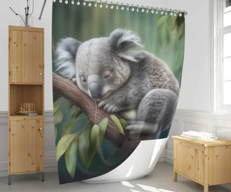 Close-Up of Sleeping Koala Shower Curtain 1