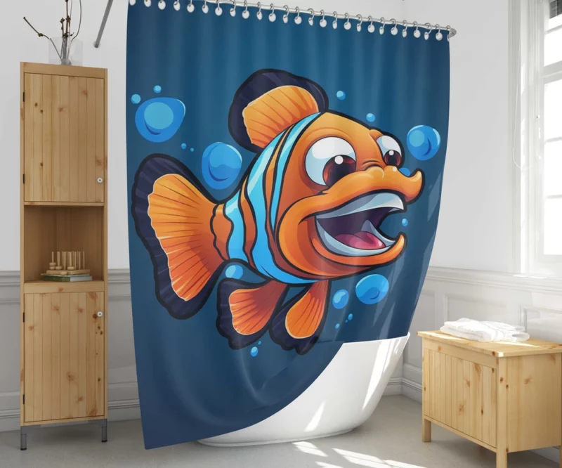 Clownfish Cartoon Logo Shower Curtain 1