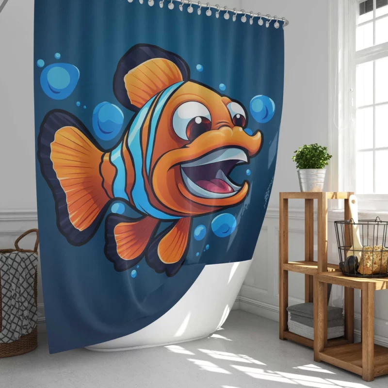 Clownfish Cartoon Logo Shower Curtain
