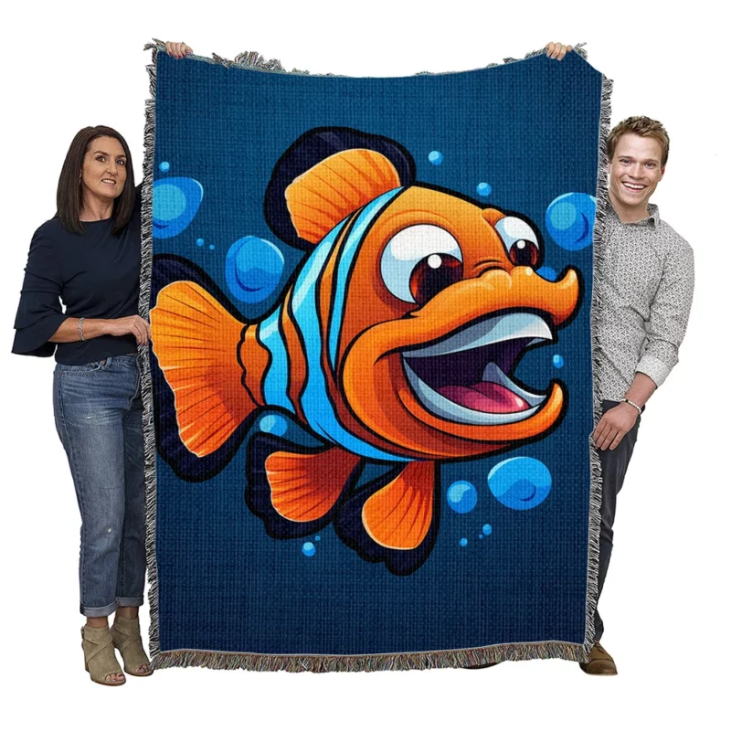 Clownfish Cartoon Logo Woven Blanket