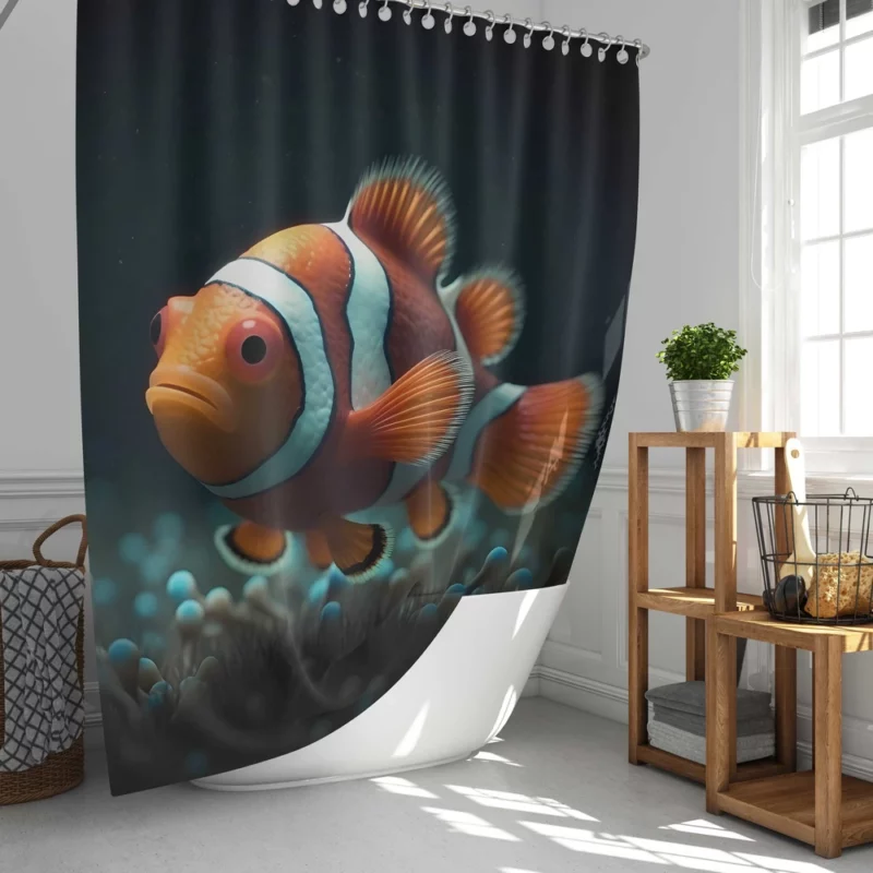 Clownfish in Aquarium Shower Curtain