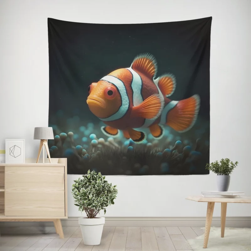 Clownfish in Aquarium Wall Tapestry