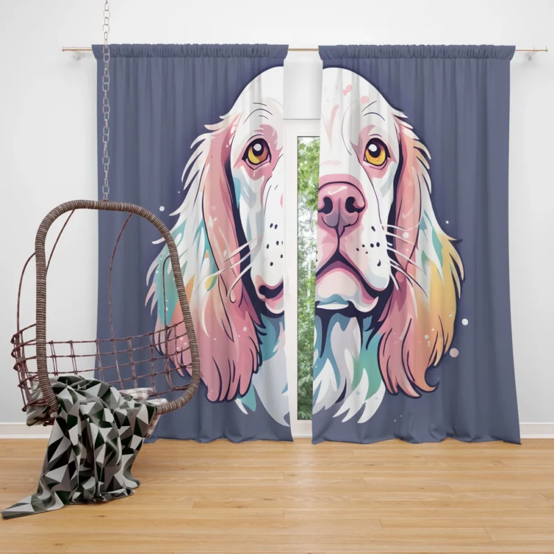 Clumber Spaniel Pup Teen Birthday Surprise Curtain