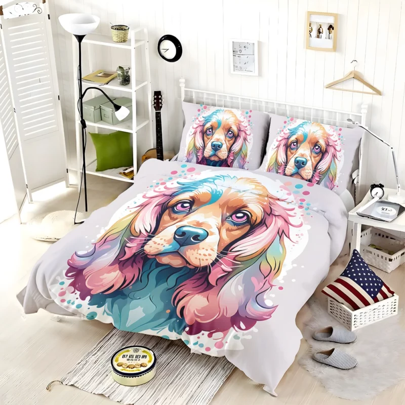 Cocker Spaniel Pup Teen Birthday Surprise Bedding Set