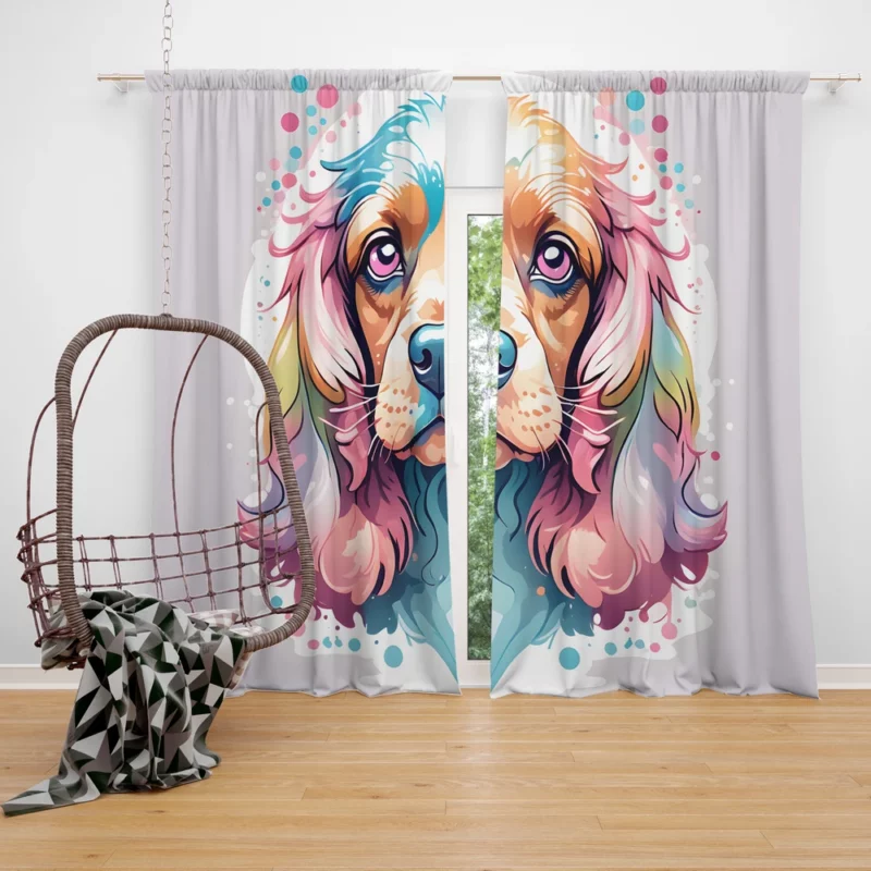 Cocker Spaniel Pup Teen Birthday Surprise Curtain