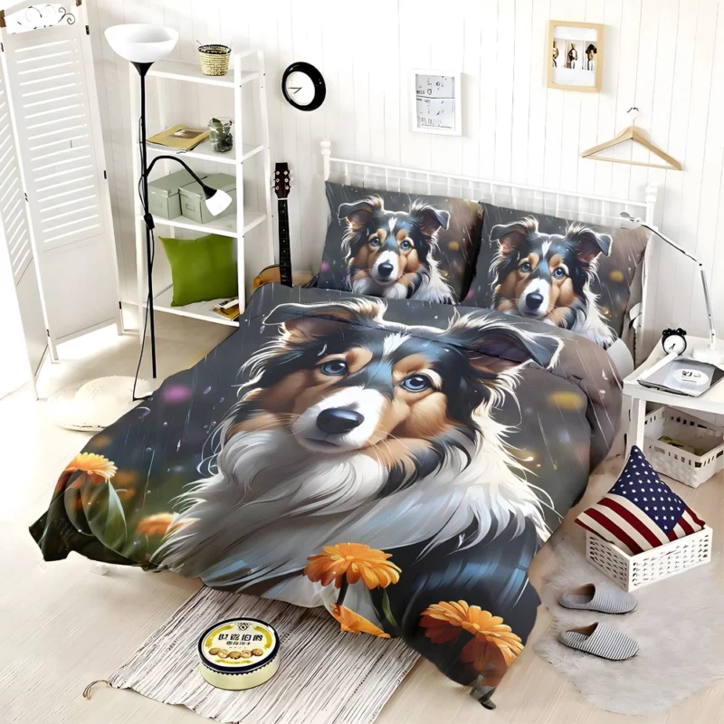 Collie Rough and Smooth Pup Teen Birthday Surprise Bedding Set