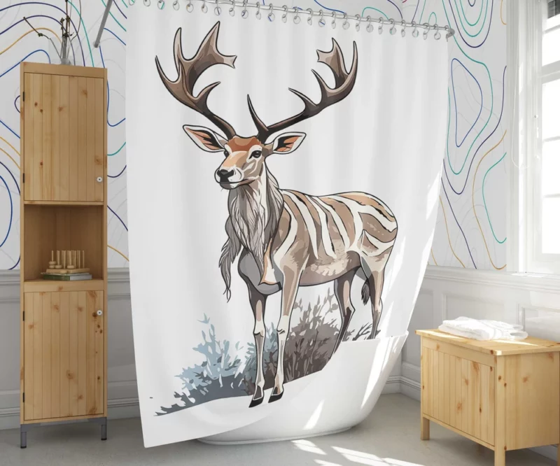 Colorful Animals in Nature Illustration Shower Curtain 1