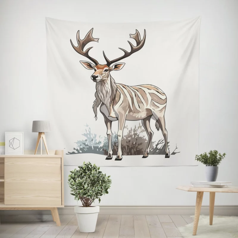 Colorful Animals in Nature Illustration Wall Tapestry