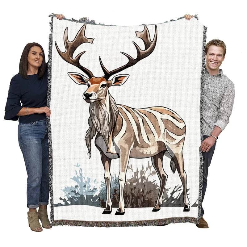 Colorful Animals in Nature Illustration Woven Blanket