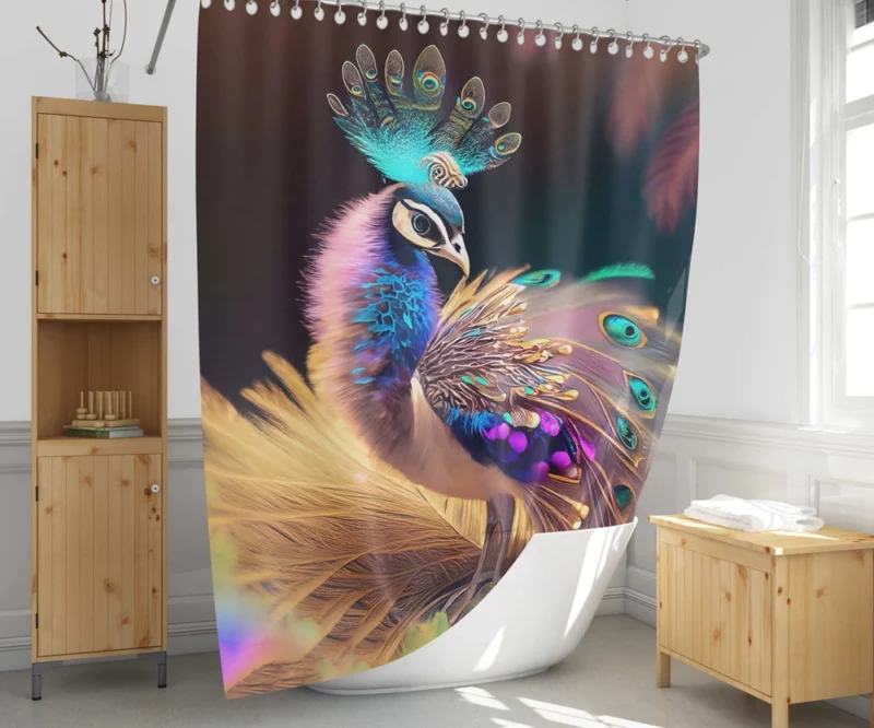 Colorful Baby Peacock Feathers Shower Curtain 1