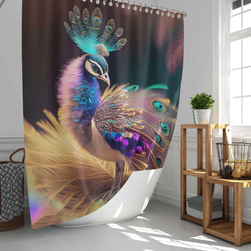 Colorful Baby Peacock Feathers Shower Curtain