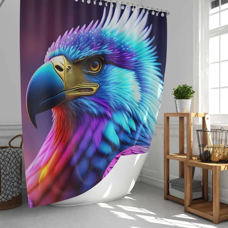 Colorful Blue Bird Illustration Shower Curtain