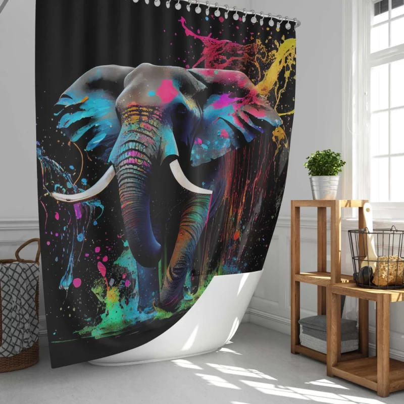 Colorful Elephant Painting Shower Curtain