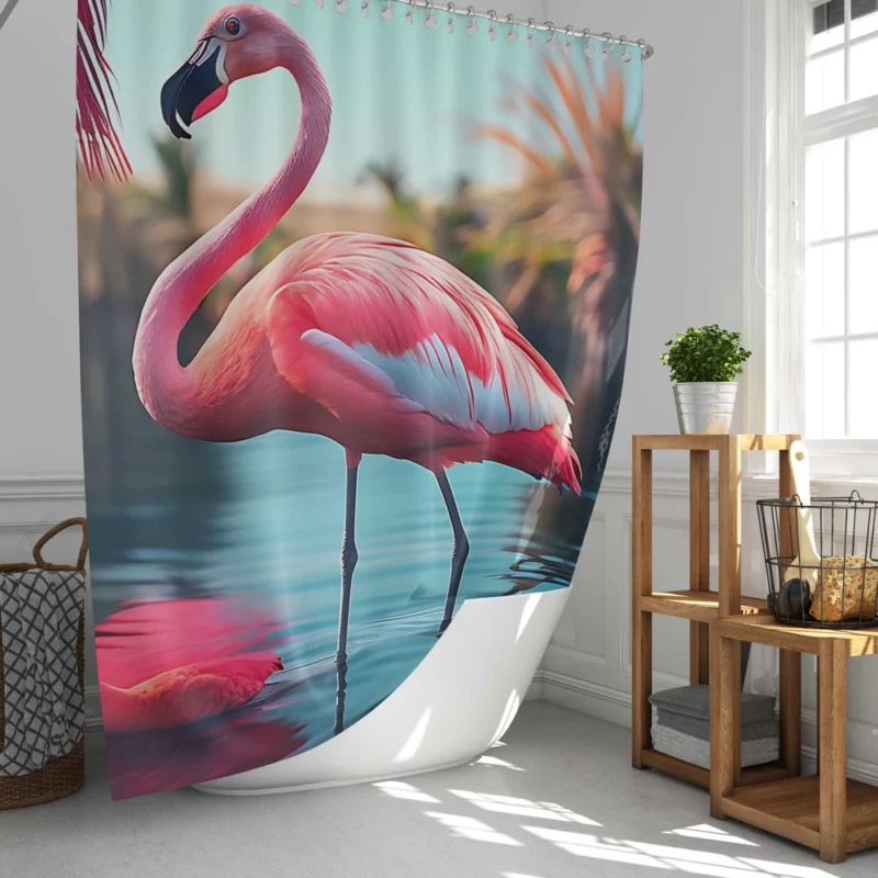 Colorful Flamingo Portrait Shower Curtain