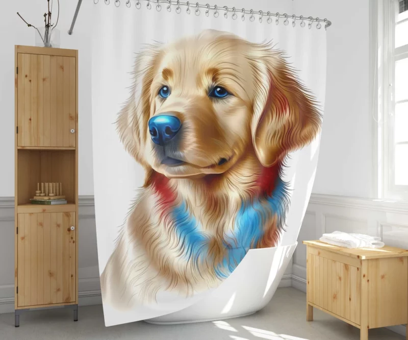 Colorful Golden Retriever Puppy Shower Curtain 1