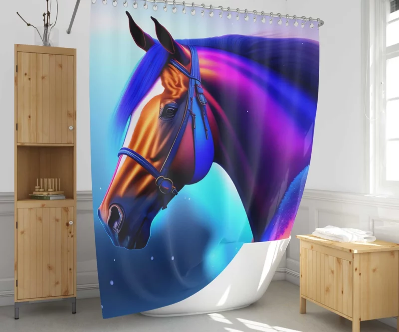 Colorful Horse Portrait Shower Curtain 1