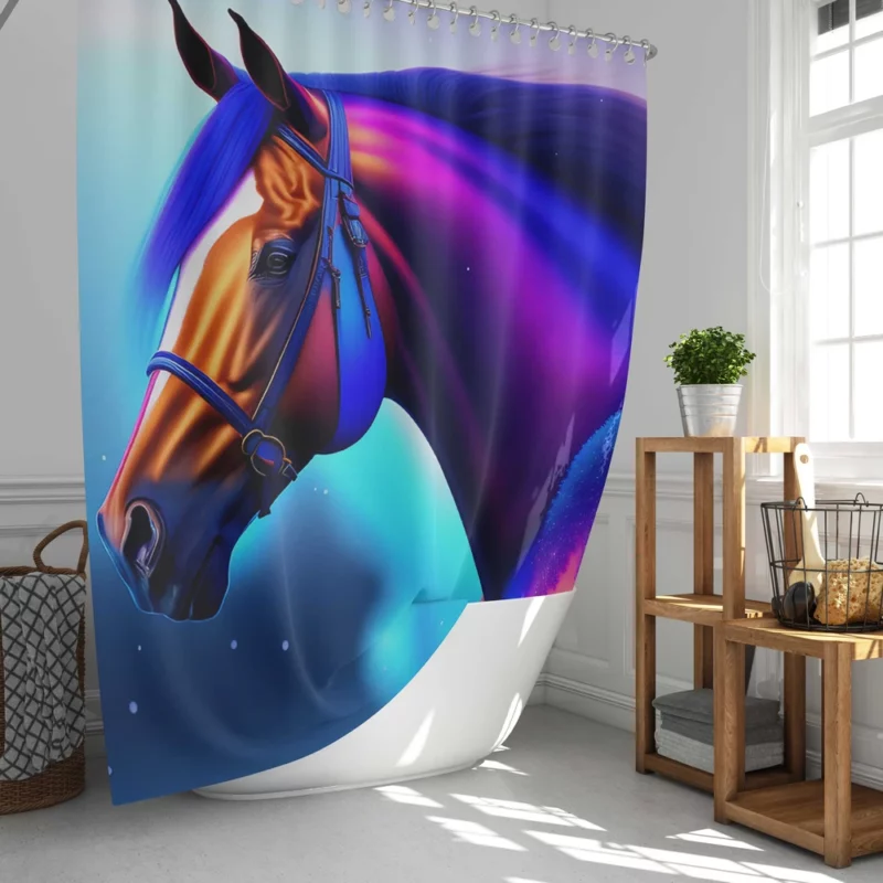 Colorful Horse Portrait Shower Curtain