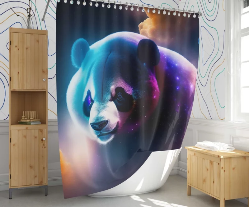 Colorful Panda Portrait Shower Curtain 1