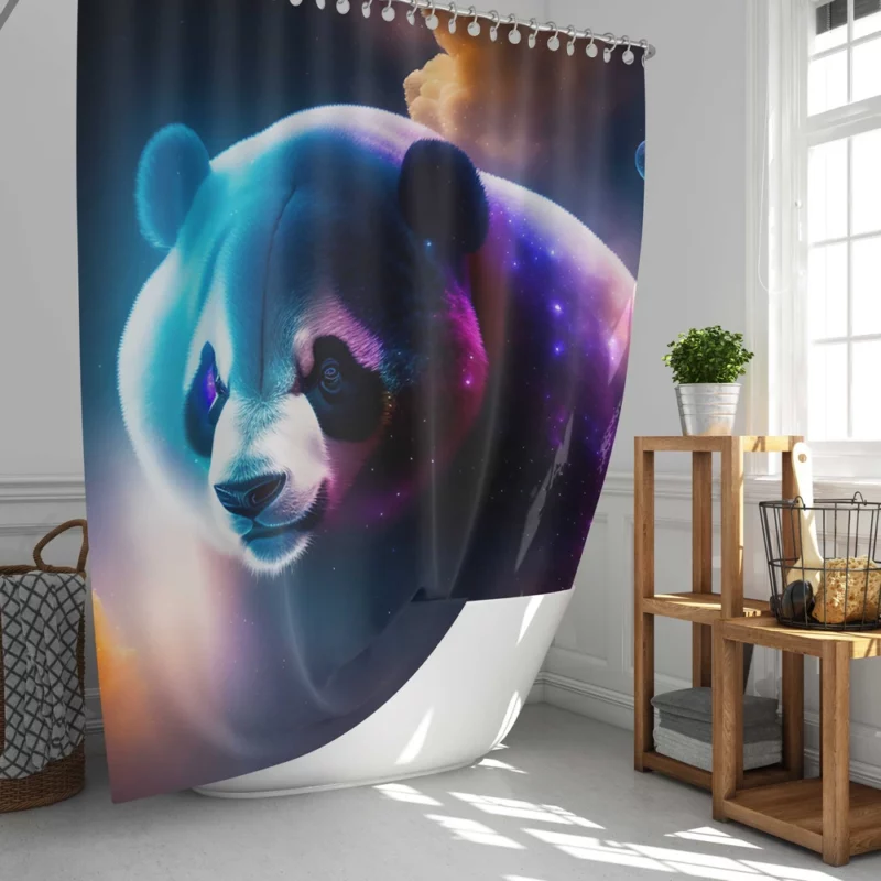 Colorful Panda Portrait Shower Curtain