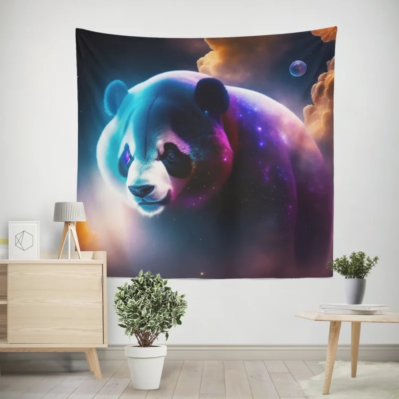 Colorful Panda Portrait Wall Tapestry