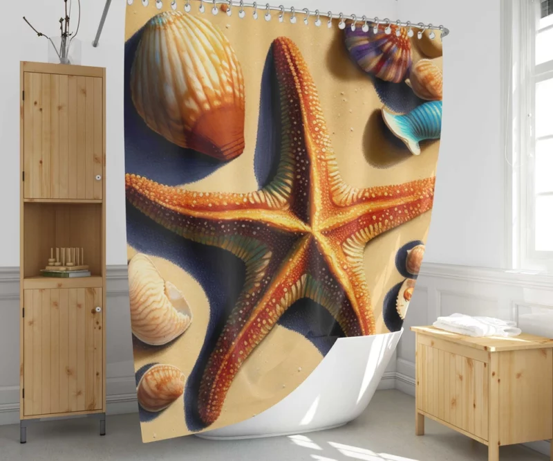 Colorful Starfish on Beach Shower Curtain 1