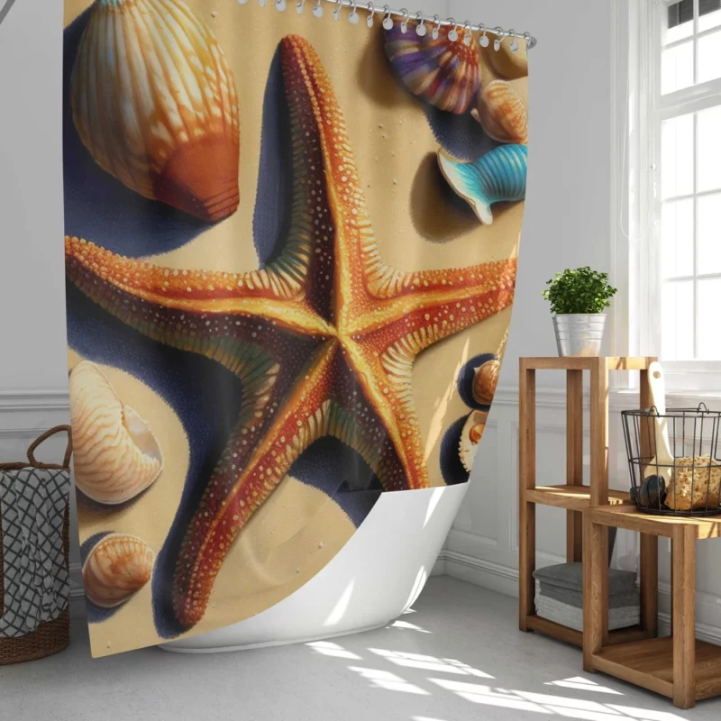 Colorful Starfish on Beach Shower Curtain