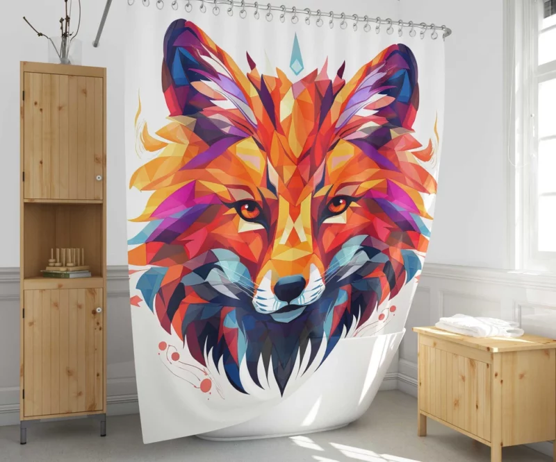 Colorful Wolf Head Artwork Shower Curtain 1