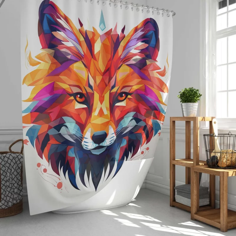 Colorful Wolf Head Artwork Shower Curtain