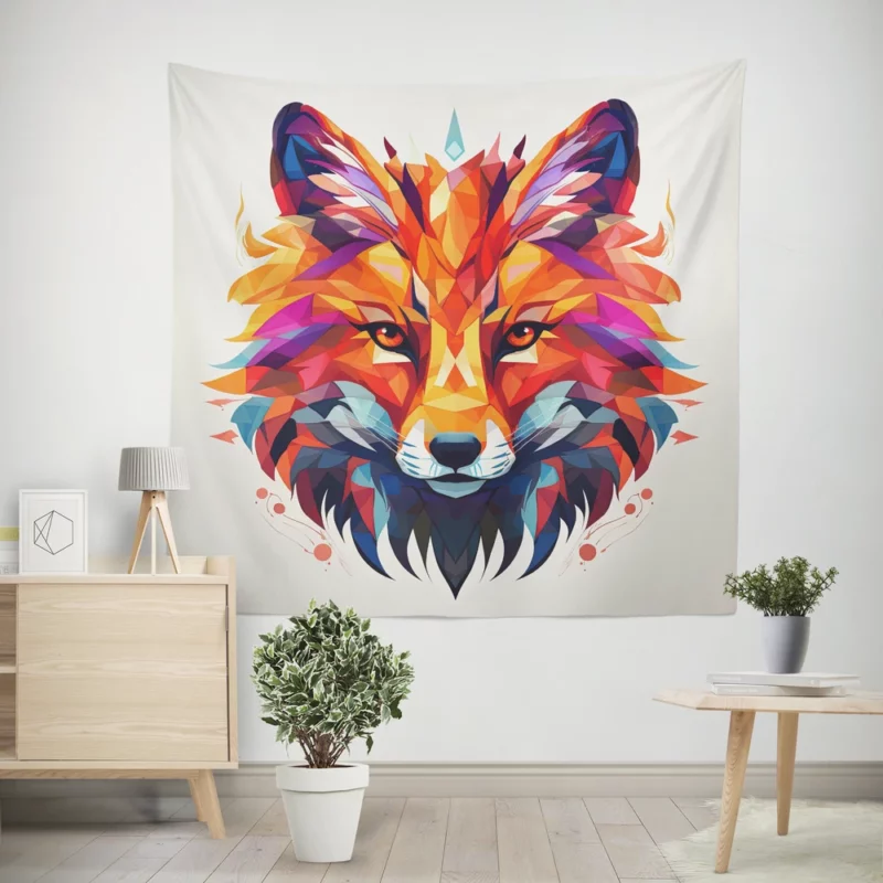 Colorful Wolf Head Artwork Wall Tapestry