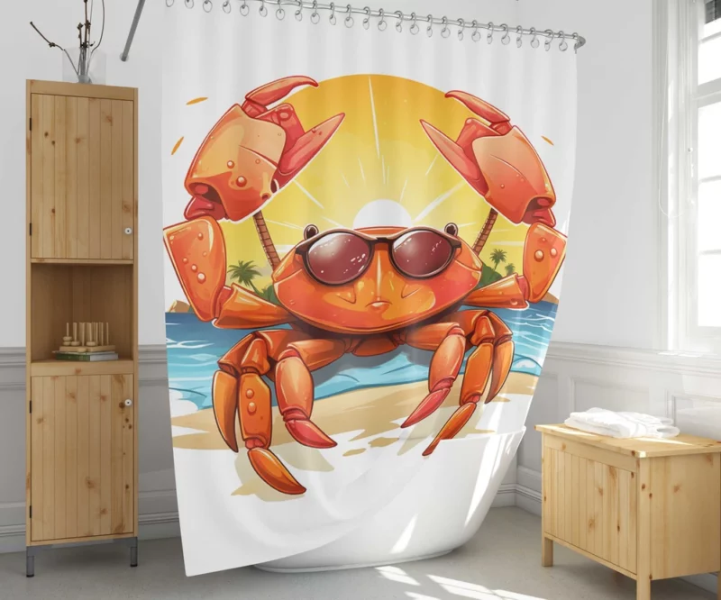 Crab Summer Logo Shower Curtain 1