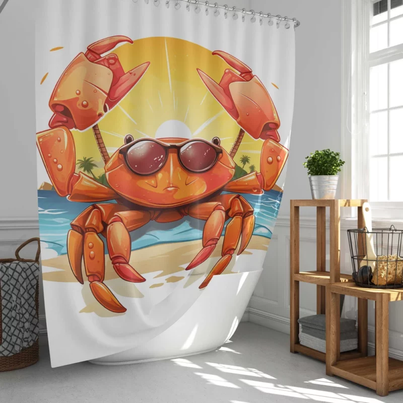 Crab Summer Logo Shower Curtain