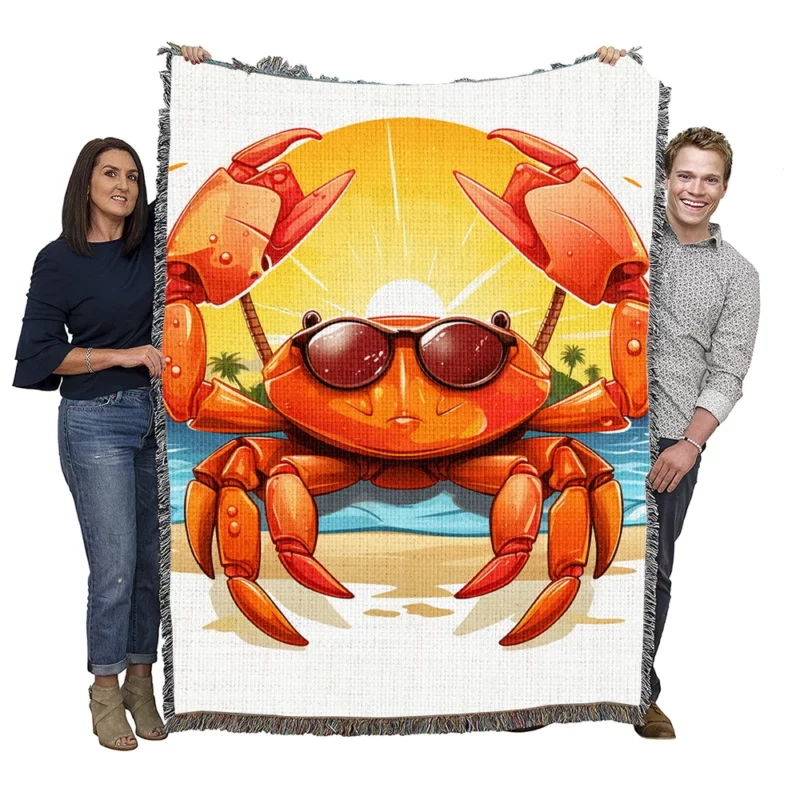 Crab Summer Logo Woven Blanket