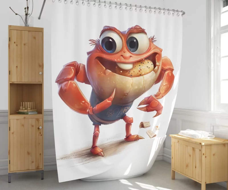 Crab With Beer Drawing Shower Curtain 1