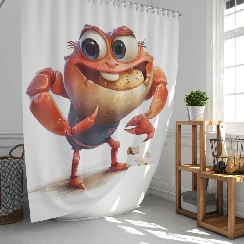 Crab With Beer Drawing Shower Curtain