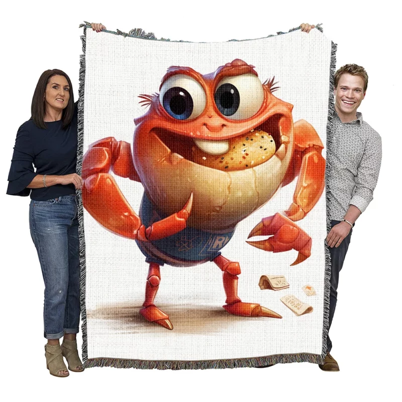 Crab With Beer Drawing Woven Blanket