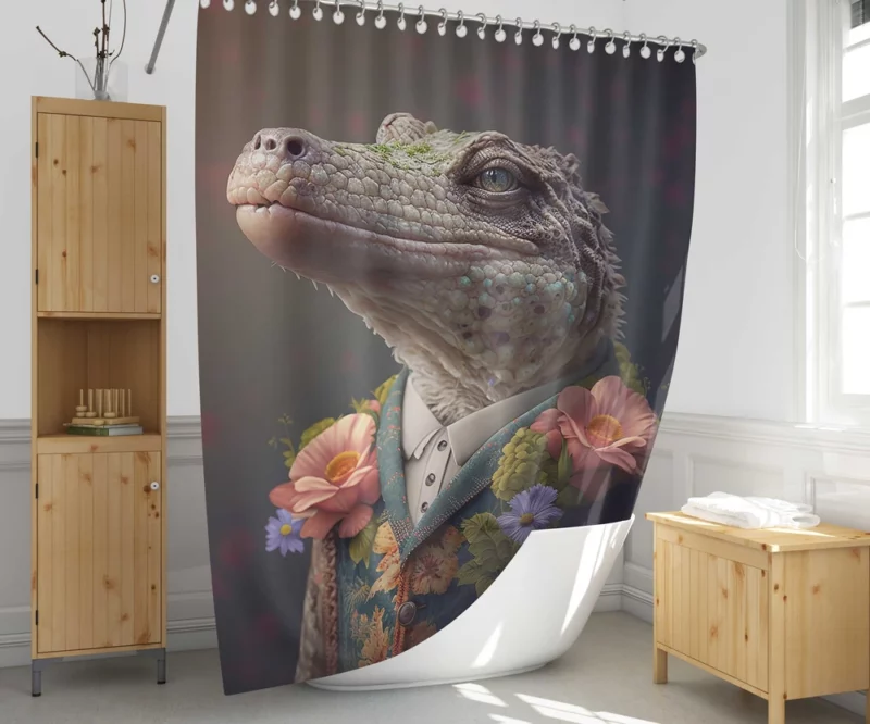 Crocodile Chic Floral Outfits Shower Curtain 1