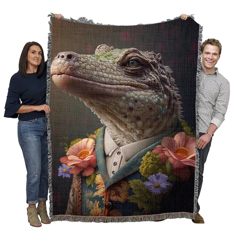 Crocodile Chic Floral Outfits Woven Blanket