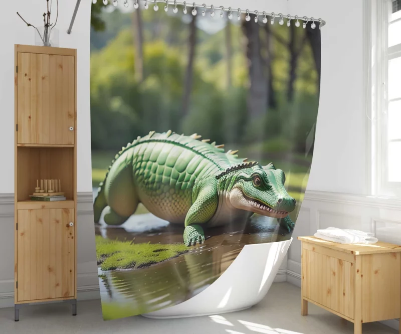 Crocodile Wallpaper Shower Curtain 1